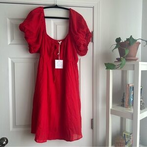 Baevely red eyelet babydoll mini dress size 2x nwt